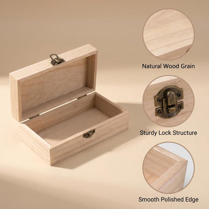 HONSHEN Wooden Storage Box Set, 8 Inch Rectangle Box with 2 Pcs 3 Inch Square Boxes, Decorative Wood Organizer for Jewelry, Trinkets, Office & Home