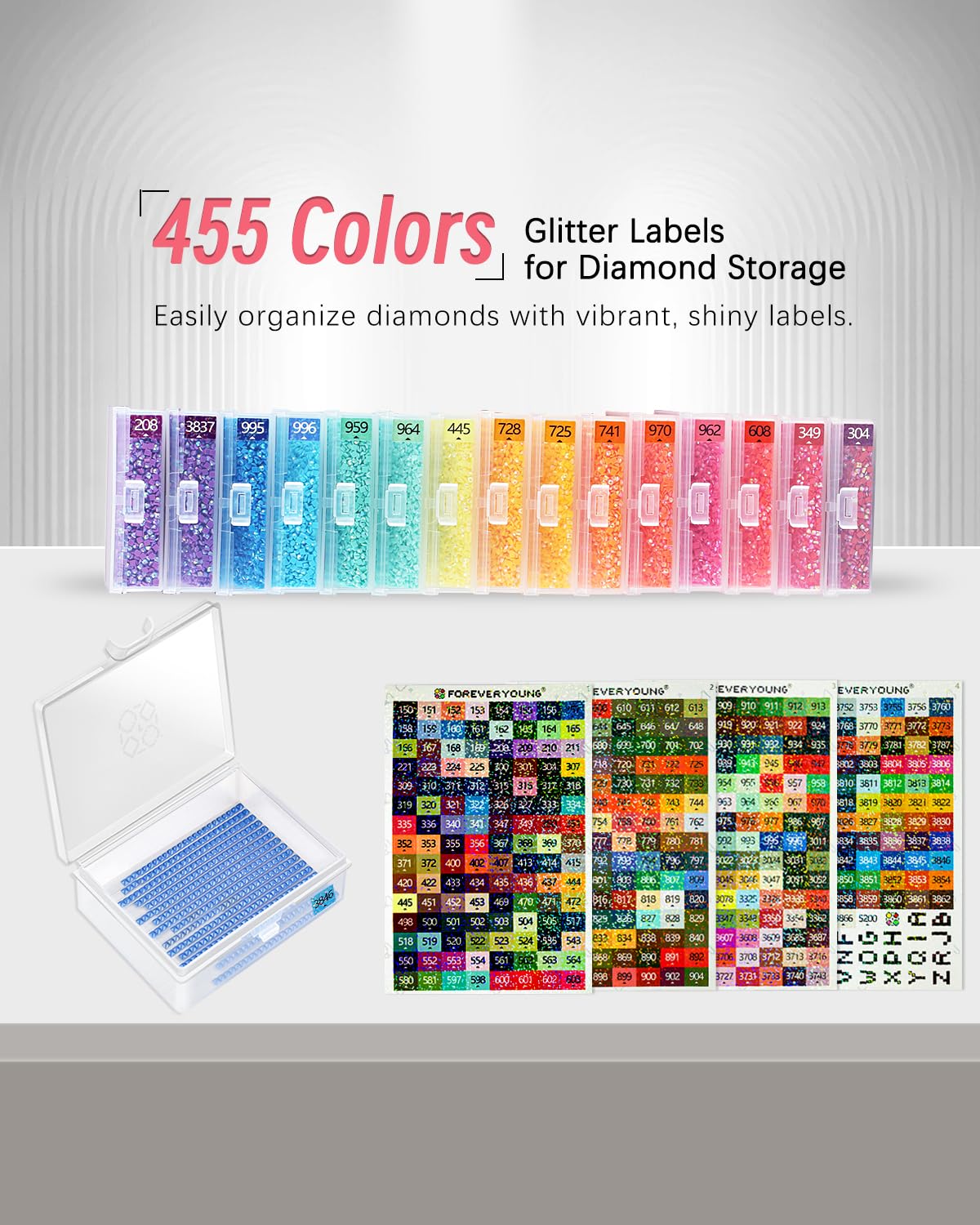 forever young 45pcs Diamond Painting Storage Containers Trays, Diamond Art Accessories Diamond Painting Trays with Lids, 2-in-1 Storage, Bead Storage & Line-Up, Box Package