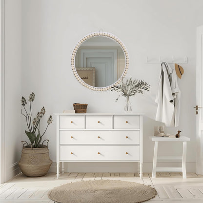 17-Inch Boho Rattan Wall Mirror for Home Decor