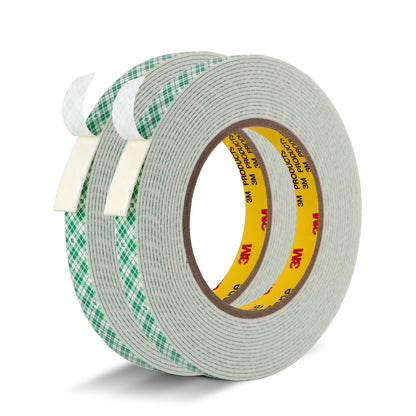 Double Sided Tape Off White Foam Tape 1/2" x 18Ft Made of 3M 4032 High Shear Adhesive Mounting Tape High Temperature Resistance for Interior Exterior Applications and Home Office Deco (Pack of 2)