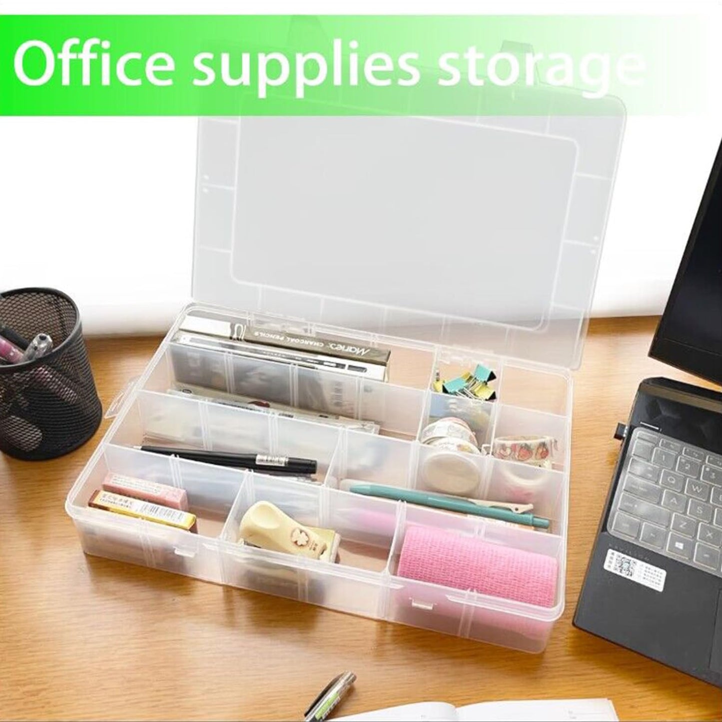 2 Pcs Large 24 Grids Plastic Organizer Box, Grids Clear Plastic Organizer Box, for kitchen Storage, Party and Travel