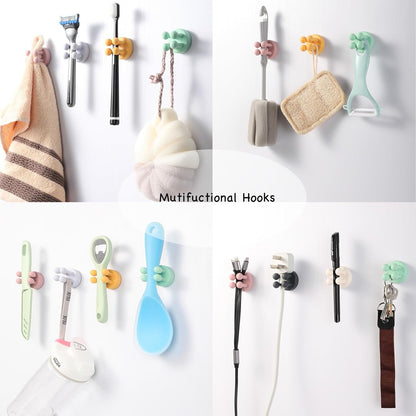 iBetterLife 4Pcs Silicone Toothbrush Holders, Multi-Function Waterproof Self Adhesive Wall Mounted Hooks
