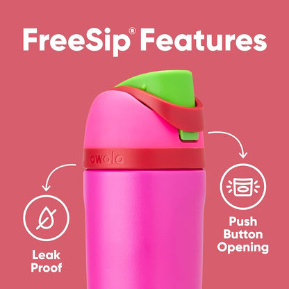 Owala Kids FreeSip Insulated Stainless Steel Water Bottle - BPA-Free, 16 oz, All the Berries - Perfect for Travel