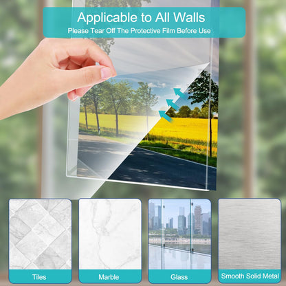 11x17 Acrylic Picture Frame, Clear Frameless Photo Frame for Wall Mount, No Drilling Picture Frames with Tape, Pack of 5 Floating Hanging Picture Frames for Home, School, Office