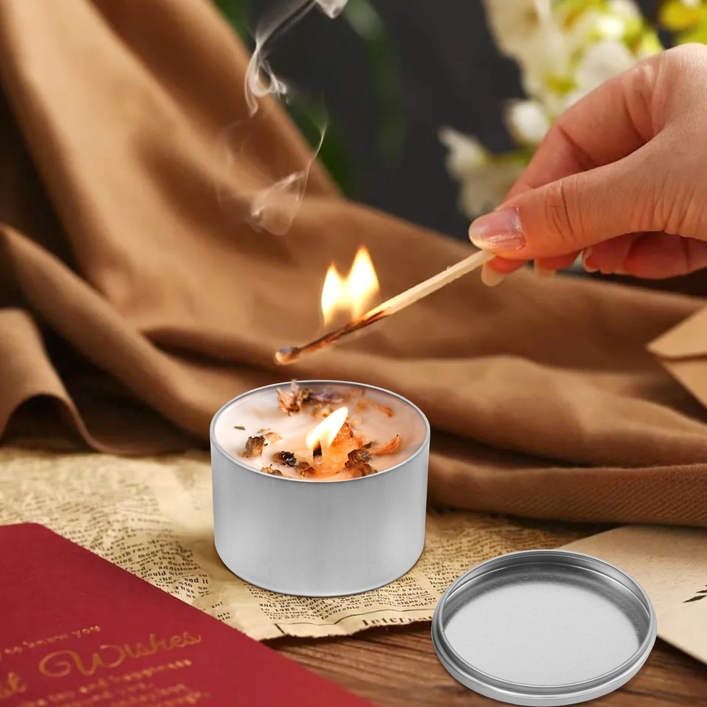 YJHSS 24-Pack 8oz Candle Tins with Lids, Metal Candle Jars for Candle Making, Empty Containers Vessels Bulk for Small Business & Beginners DIY Storage -Silver