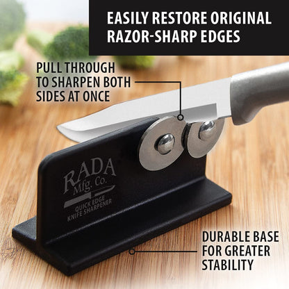 Rada Cutlery Prepare Then Carve Gift Set (S3C) with Quick Edge Sharpener (R119), 4-Piece Knife Set and Knife Sharpener, Stainless Steel Blades, Silver Handle