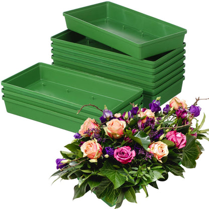 YARNOW 10 Pcs Floral Arrangement Tray Rectangle Flower Foam Base for Centerpiece, Green Plastic Dish with Prongs for Wedding Party Decoration, Bases para Arreglos