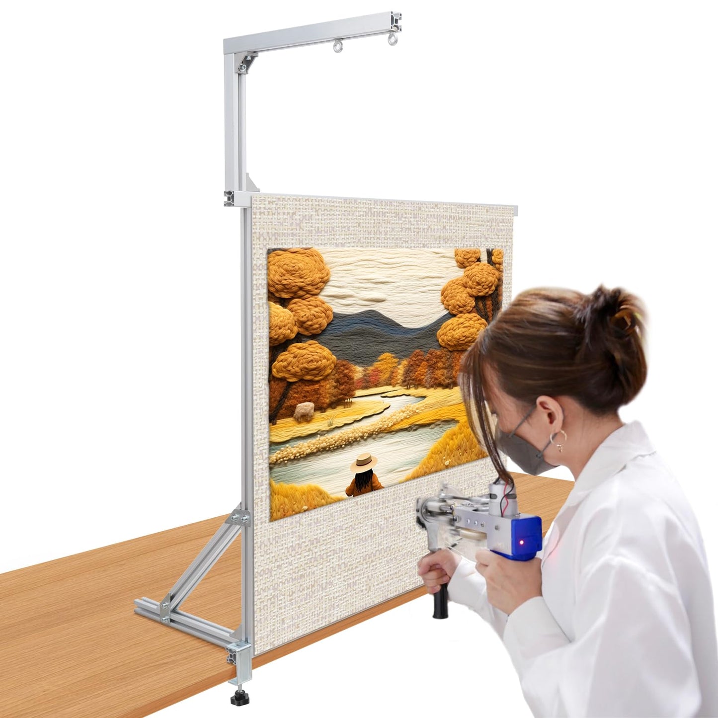 bimiti Tufting Frame, 35.5"x35.5" Large Alumium Metal Rug Tufting Frame, Sewing Embroidery Carpet Making Kit for Adults Rug Making Supplies for Tufting Gun
