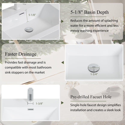 GDFStudio 72" Wall Mounted Double Sink Bathroom Vanity, Floating Vanity with Stone Resin Countertop, Floating Bathroom Storage Cabinet with Soft Close Drawers, Pre-Assembled Base, Glossy White