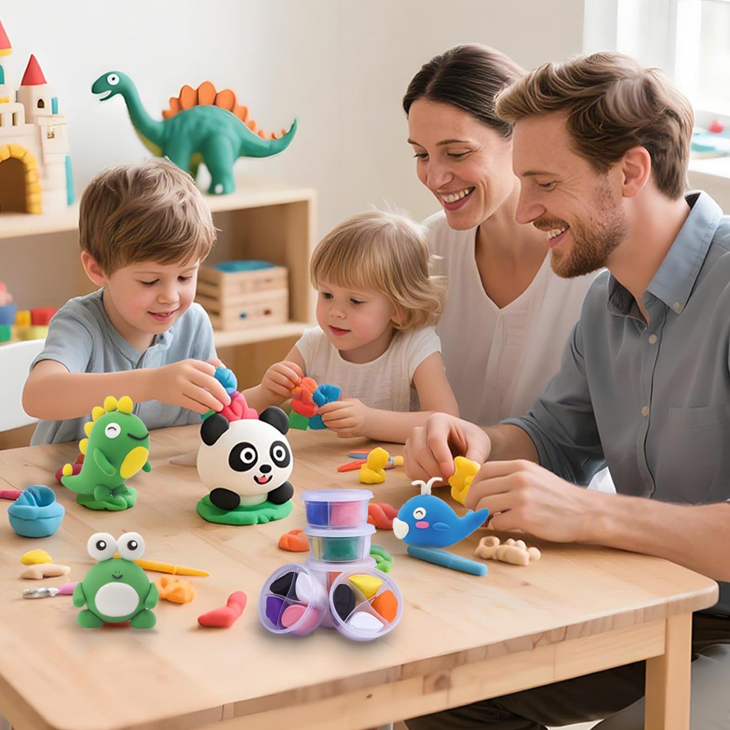 Air Dry Clay Kit for Kids: 12 Animals Modeling Magic Clay Set with Sculpting Tools and Tutorials Safe Non-Toxic & Light Soft DIY Art Craft Molding Clay School Class Home Party Gifts for Boys Girls