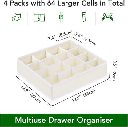 Homsorout Drawer Organizer - Large Fabric Divider for Clothing, Socks & Ties | Beige