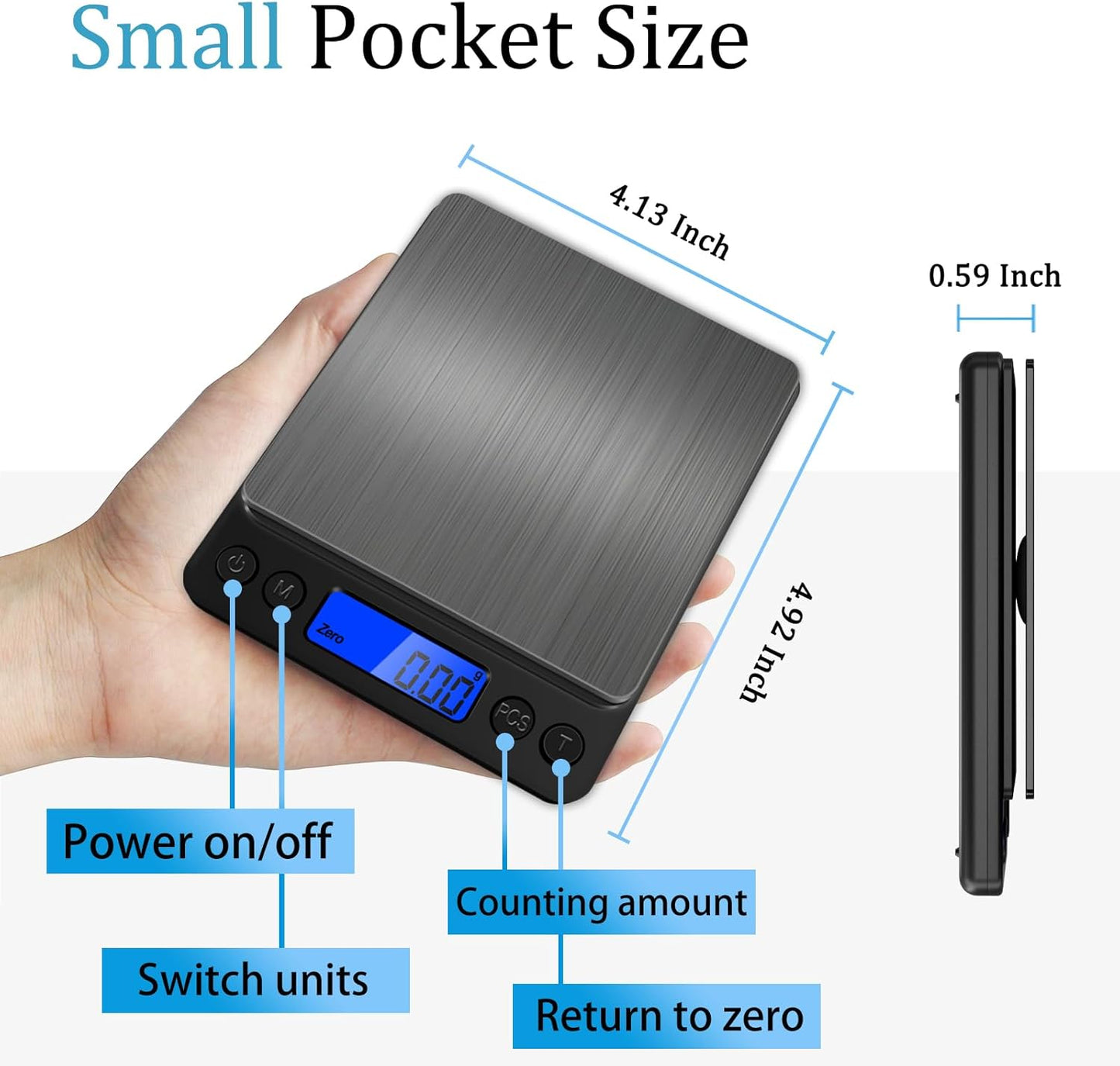 NEXT-SHINE Gram Scale, Weighs Up to 500g (0.01g), Mini Pocket Size Digital Coffee Espresso Scales with 2 Plastic Trays