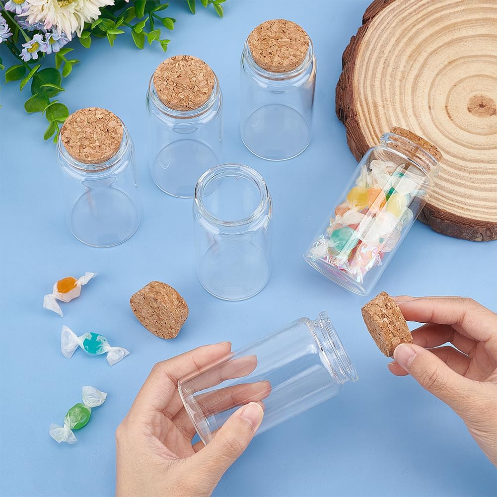 BENECREAT 8Pcs 120ml/4oz Mini Glass Bottles with Cork Stoppers, Wish Bottles, Message Bottles for Wedding Party Supplies, DIY Craft, Baby Shower Favors