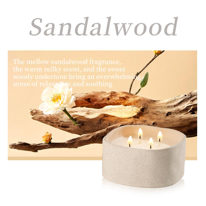 Scented Soy Candles, Large Candle 3 Wicks 19.5oz Japanese Cherry Blossom Ceramic Jar Lava Collection, Gorgeous Gifts for Birthday Thanksgiving Christmas (19.5oz-Sandalwood)