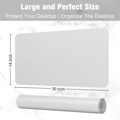 Hsurbtra Desk Pad, 30" x 14" PU Leather Desk Mat, XL Extended Mouse Pad, Waterproof Desk Blotter Protector, Ultra Thin Large Laptop Keyboard Mat, Non-Slip Desk Writing Pad for Office Home, Gray
