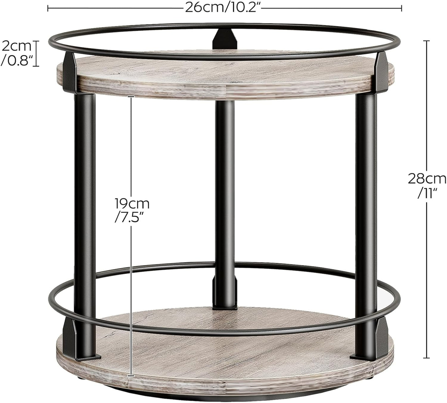 2 Countertop SR22BG YATINEY Lazy Susan Organizer, Rotating Spice Rack, Tier Spice Turntable Organizer, Industrial