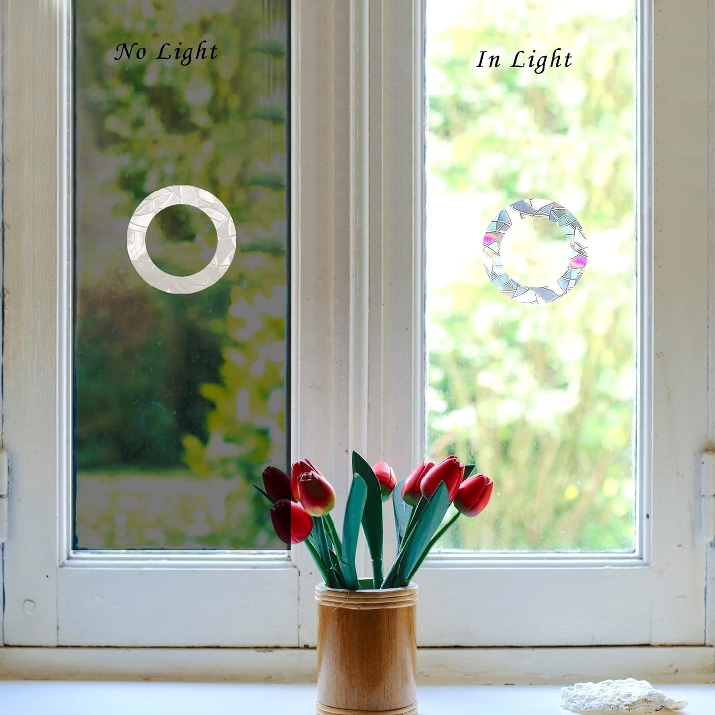 Ring and Circle Static Window Clings, Anti Collision Decals for Bird Strikes, Set of 35