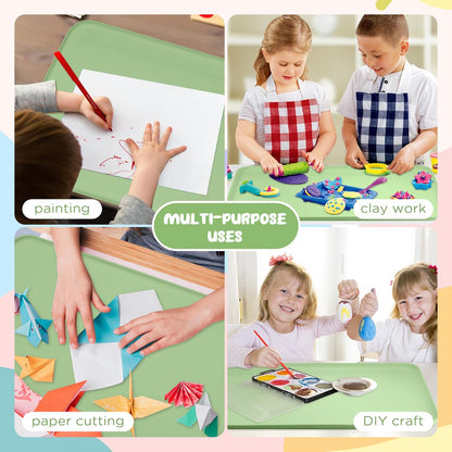 YAMJUG Silicone Mat for Crafts, 24" x 16" Painting Art Mat for Kids with Raised Edges, Silicone Paint Mats for Crafts, Clay, Jewelry-Making & Resin