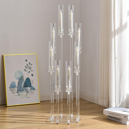 VINCIGANT 4PCS 8 Arms Clear Candelabra Candle Holder for Wedding Decorations,38.5 inches Tall Arcylic Candlesticks Holder with Shade for Table Dinner Party Valentines Day Fireplace Decoration