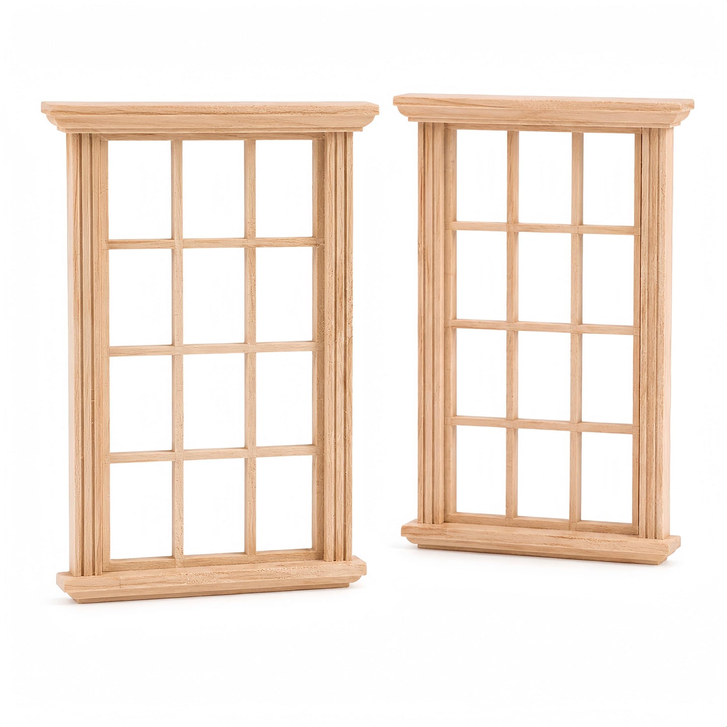 Wooden Window Dollhouse Furniture: 2Pcs Mini Windows 1: 12 Scale Miniature Accessories Tiny Window Frame Model Dolls Houses Playhouse Ornaments