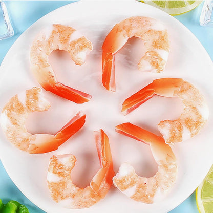 20PCS (1.77Inch) Realistic Artificial Shrimp Cooked Prawn Lifelike Peeled Prawns for Home Kitchen Seafood Market
