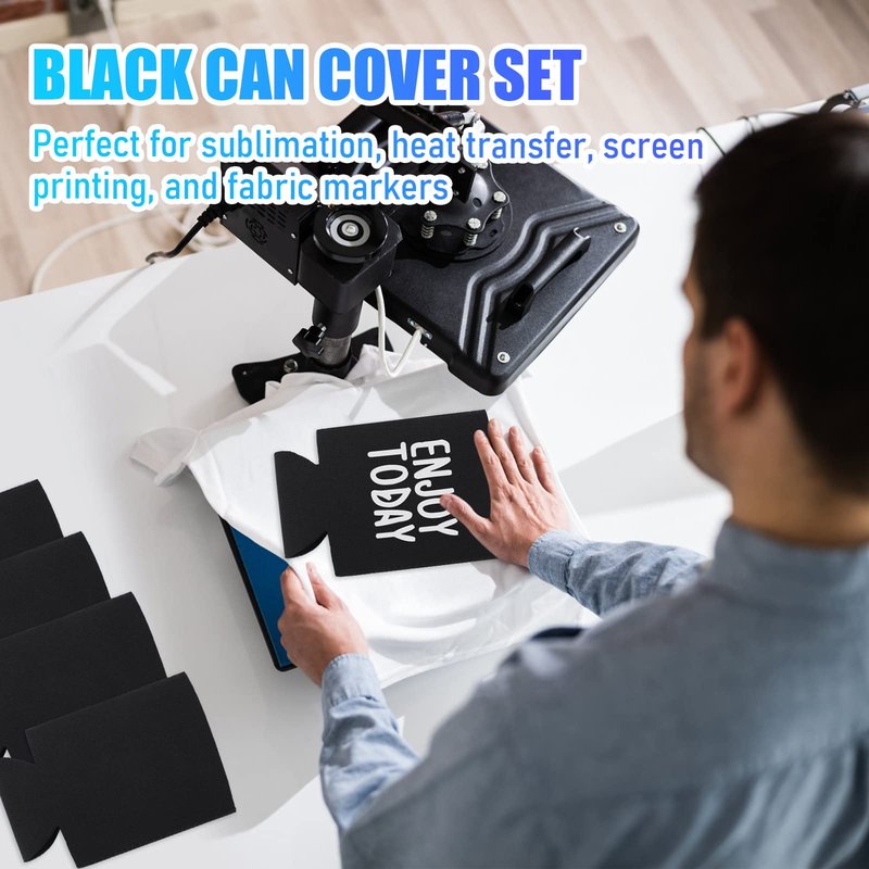 Umigy 200 Pcs Can Coolers Bulk, Insulated Neoprene Beer Can Cooler Sleeves, Plain Can Cooler Cover for Sublimation Soda Drink Water Bottle Birthdays Weddings Bachelorette Party, Black