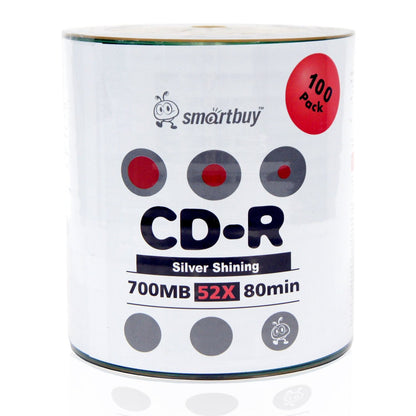 Smartbuy 100-disc 700mb/80min 52x CD-R Shiny Silver Top Blank Recordable Media Disc