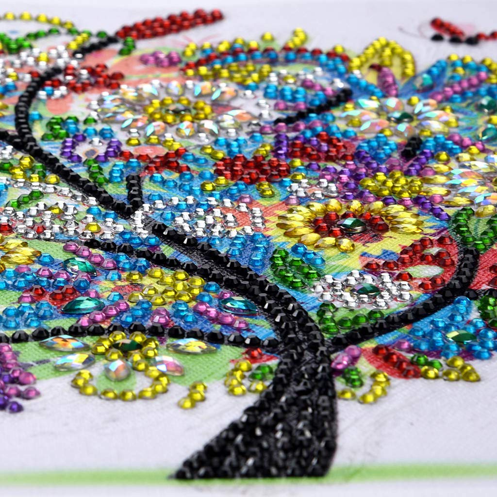 CaptainCrafts DIY 5D Diamond Painting by Number Kits Diamond Art Special Shape Rhinestones for Adults Beginner Colourful Four Season Tree Home Wall Decor 11.9x11.9 Inch (Four)