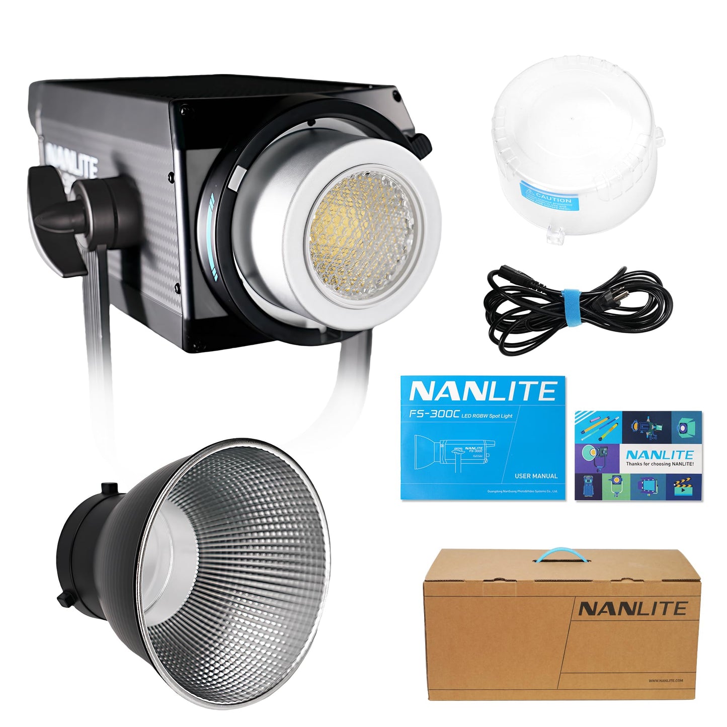 NANLITE FS-300C 300w RGB Studio Spotlight, 2700K-7500K, APP Control,Led Video Light Bowens Mount for Photography, Videography,Live Streamer,Content Creation