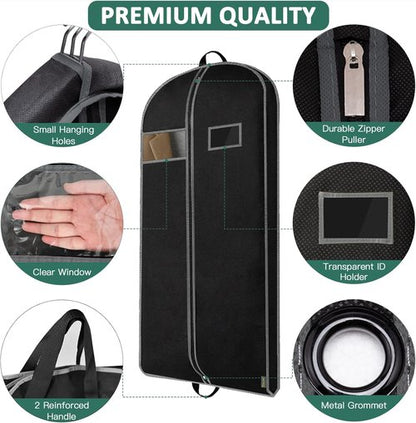 BALEINE Heavy Duty Garment Bag - Travel Essential with Shoe Storage for Dresses & Suits | 43" Black