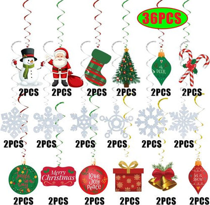 GOER Christmas Decorations - 36 Pcs Hanging Swirls for Festive Party Supplies