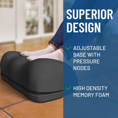Everlasting Comfort Adjustable Cloud Foot Rest for Under Desk at Work with Pressure Point Nodes - Ergonomic Memory Foam Office Foot Stool & Desk Footrest for Gaming & Home Office
