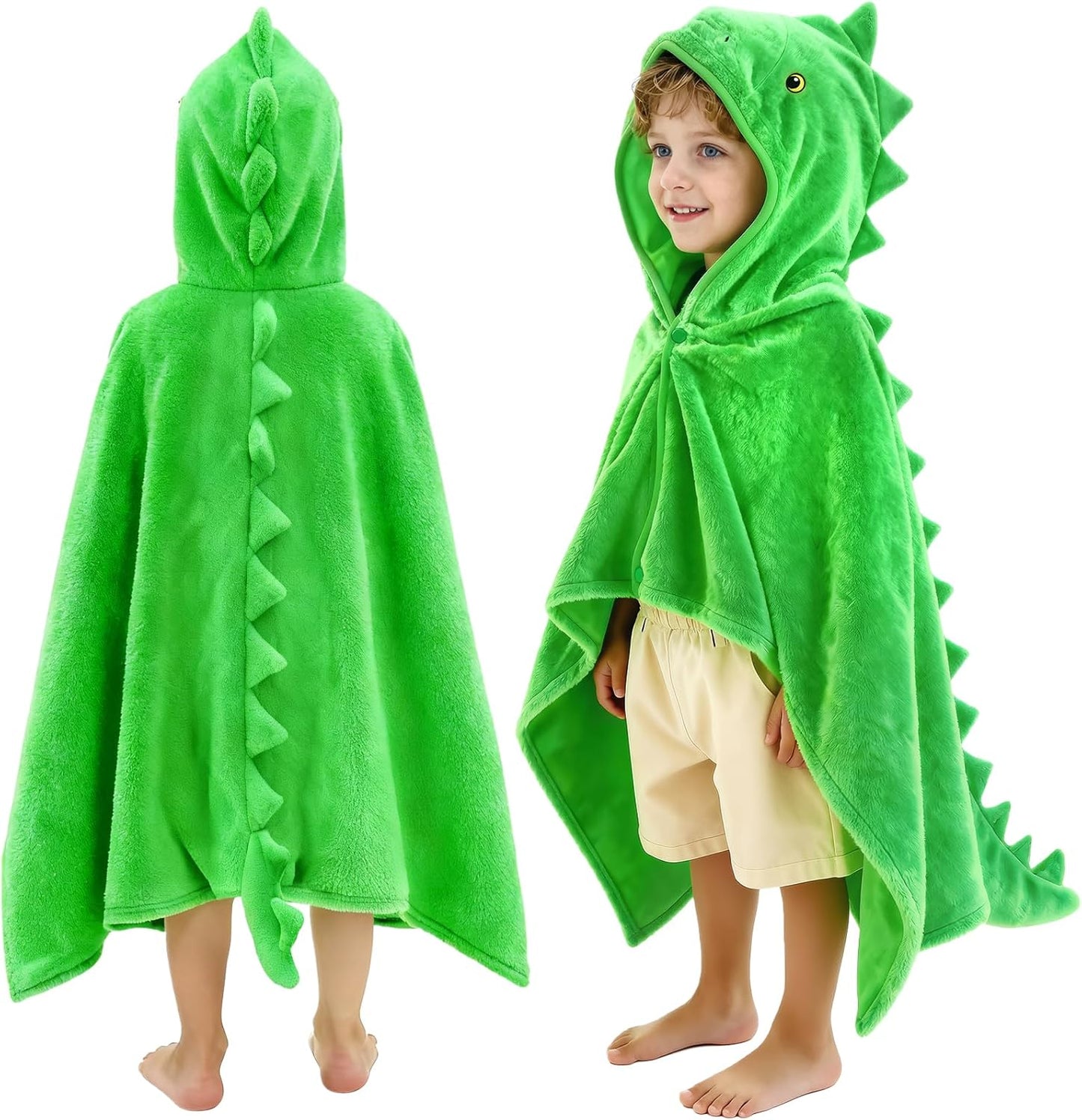 50"x30" 3-12 Hiturbo Kids Dinosaur Hooded Bath Towel: Super Soft Fleece Toddler Towel Wrap - Pool Beach Towels Swim