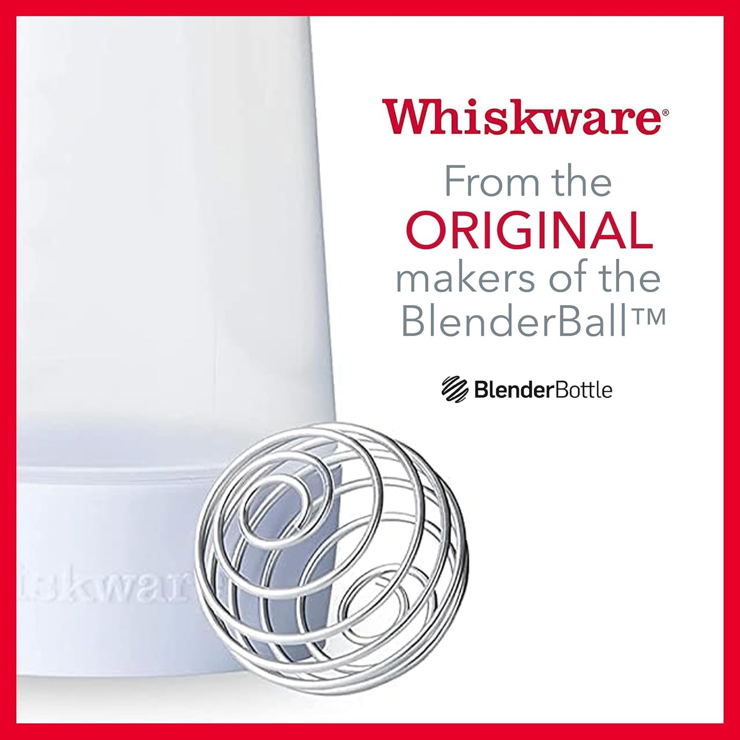 Whiskware Pancake Batter Bottle with BlenderBall Wire Whisk, Dispenser Bottle for Baking Pancakes, Cupcakes, Muffins