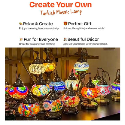 JORSCD DIY Turkish Mosaic Candle Holder kit,Make Your Own Melting Lamps for Candles, Simple Stained Glass Table Lamp Kit