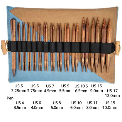 KnitPro Ginger Grande Set 5 inch Circular Knitting Needles Size 3, 4, 5, 6, 7, 8, 9, 10, 10.5, 11, 13, 15, 17 Interchangeable, 6 Cables & More, Fabric Case with Project Bag