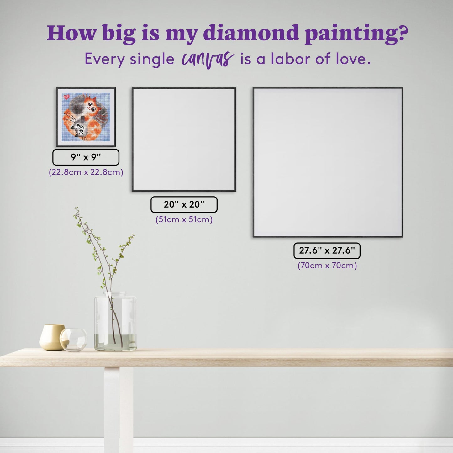 DIAMOND ART CLUB Cat Hugs Diamond Painting Kit, Fun DIY Crafts for Adults, Round Diamond Art Canvas, 9" x 9" (22.8 cm x 22.8 cm)