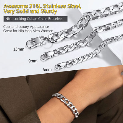 PROSTEEL Stainless Steel Chain Bracelets Trendy Layering Curb Chain Cuban Link Minimalist Bracelet Men Jewelry