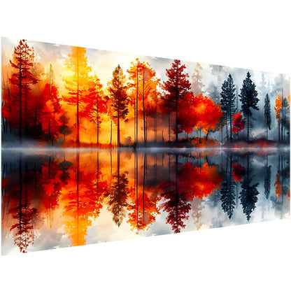 Ohhvvow 5D Lake & Forest Reflection Large Diamond Art Kit for Adults, 27.5x15.7 Inch Large Landscape Diamond Painting with Numbered Canvas, DIY Full Drill Gem Craft Kits, Serene Gift for Beginners