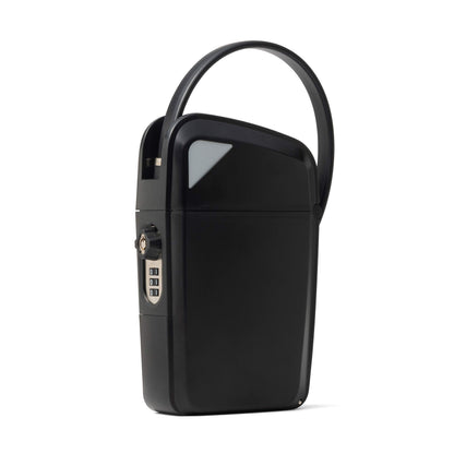 SAFEGO Portable Indoor/Outdoor Lock Box Safe with Key and Combination Access (Compact, Black)