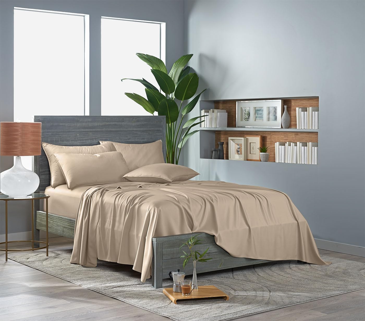 Pure Bamboo Twin Sheets - Luxuriously Soft & Cooling 100% Organic Viscose Bed Sheet Set | Almond Color