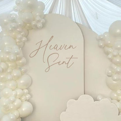 Heaven Sent | Baby Shower Decorations - Gender Reveal Balloon Arch Sign, Brown Theme Party Supplies