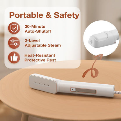 Newbealer 2in1 Travel Iron, 100-240V Clothes Steamer, 2 Steam Levels, Gold
