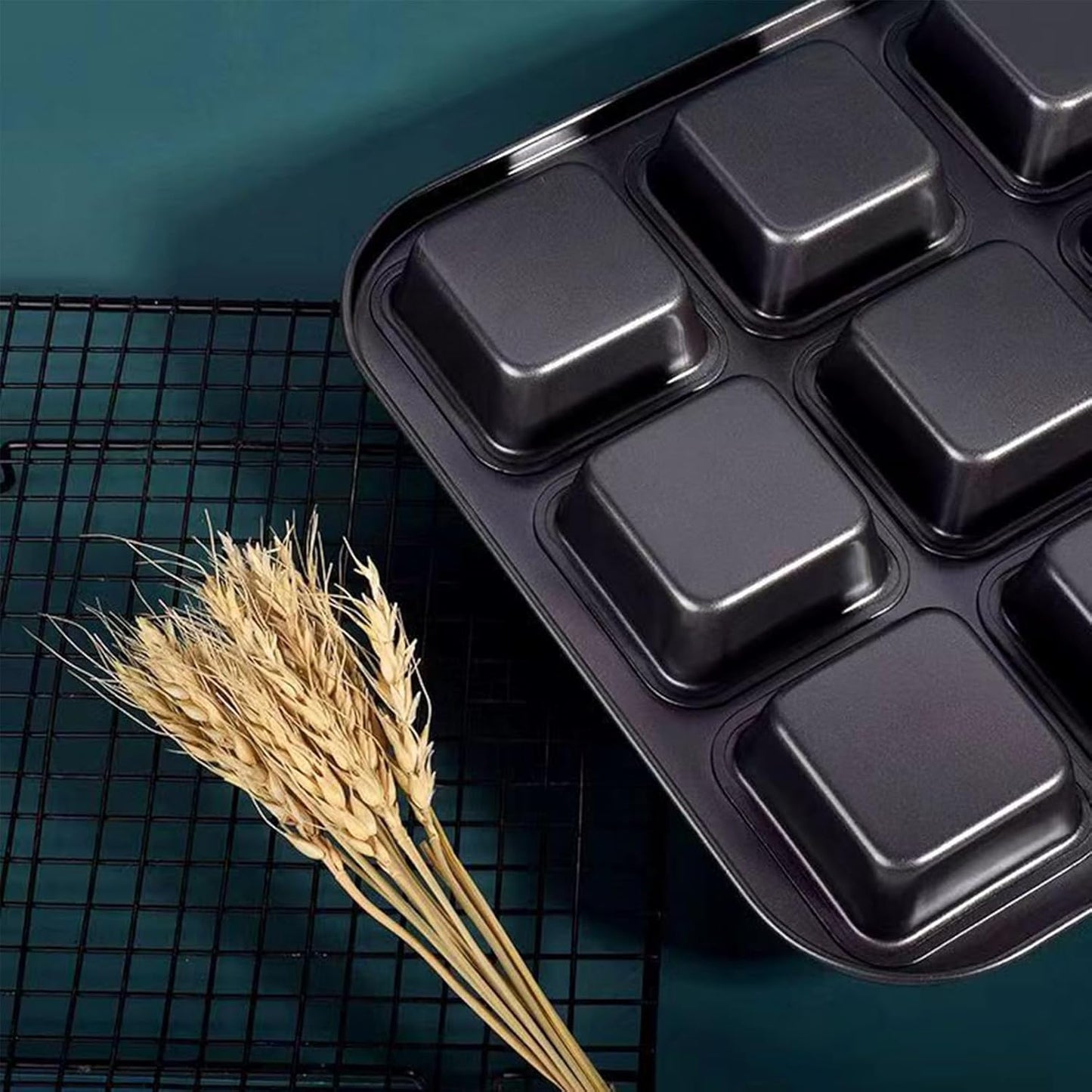 Carbon Steel Brownie Bar Pan, Mini Loaf Muffin Bakeware Mold Set with 12 Cavity, Black