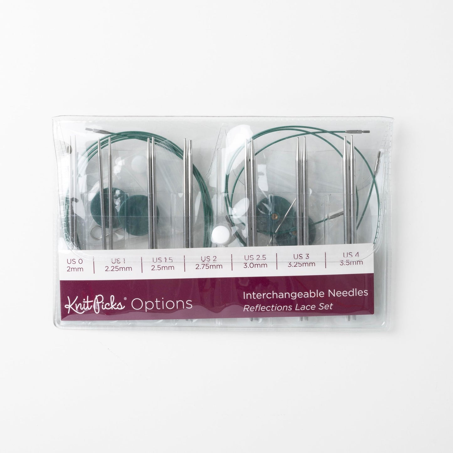 Knit Picks Options Lace or Sock Needle Tips Metal Stainless Steel Interchangeable Knitting Needle Set (Reflections Stainless Steel)
