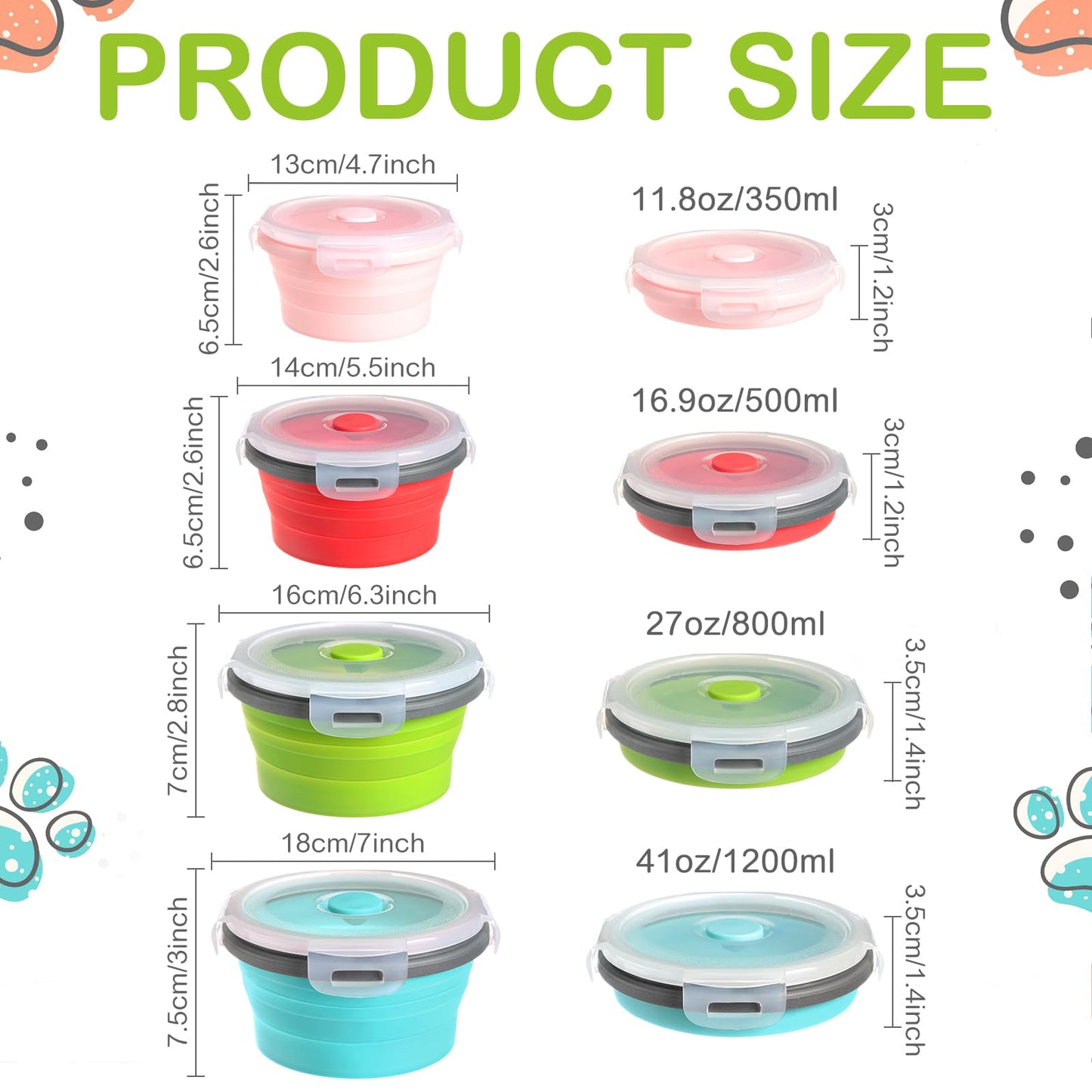 Suclain 4 Pcs Camping Bowl with Lid Collapsible Silicone Lunch Box Salad Bowl Expandable Food Storage Container Folding Travel Container for Hiking Camping(Red, Pink, Blue, Green,12 oz)