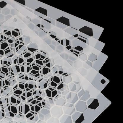 XGNG 10PCS Honeycomb Stencils Large Small Honeycomb Hexagon Stencil Drawing Template Bee Stencils for Painting on Wood Cookies Wall Canvas DIY Crafts Furniture