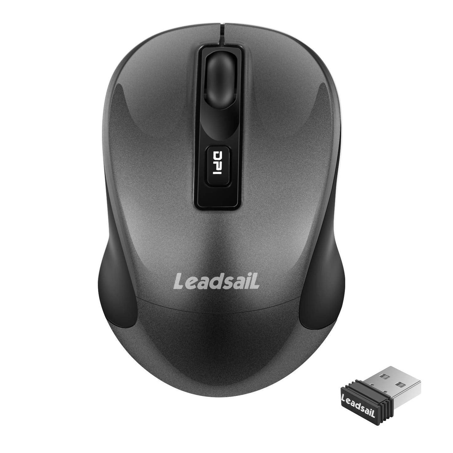 LeadsaiL Wireless Computer Mouse, 2.4G Portable Slim Cordless Mouse Less Noise for Laptop Optical Mouse with 4 Buttons for Laptop, Desktop, MacBook