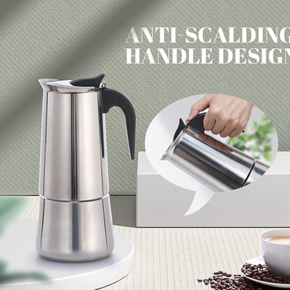 Atyhao Electric Coffee Maker, Food Grade Stainless Steel Moka Pot for Home and Outdoor Camping (300ml)