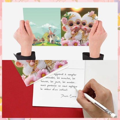 Focart Diamond Painting Greeting Card Kit, Special Shaped Diamonds Painting, DIY Handcraft for Relatives and Friends with Wishes,Unique Design Crafting for Birthday or Holiday Cards